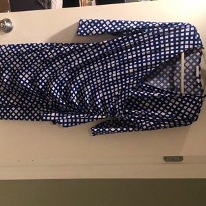 Blue white print dress